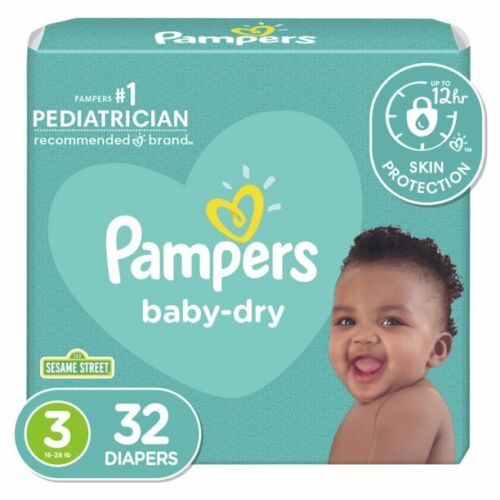 Pampers Baby Dry Disposable Diapers *Newborn, 1, 2, 3, 4, 5, 6